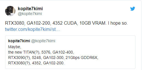 بهبود احتمالی مشخصات RTX 3080 بهبود احتمالی مشخصات RTX 3080